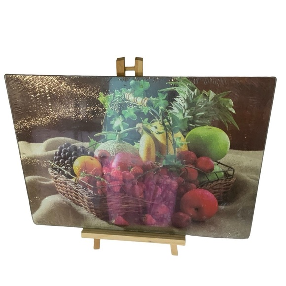Anchor Hocking Glass Cutting Board Tempered Glass Server Fruit Basket 12x15 in - Picture 6 of 14
